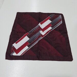 Vintage Silk Pocket Square Handkerchief 11 In Square Dark Maroon Multi Classic